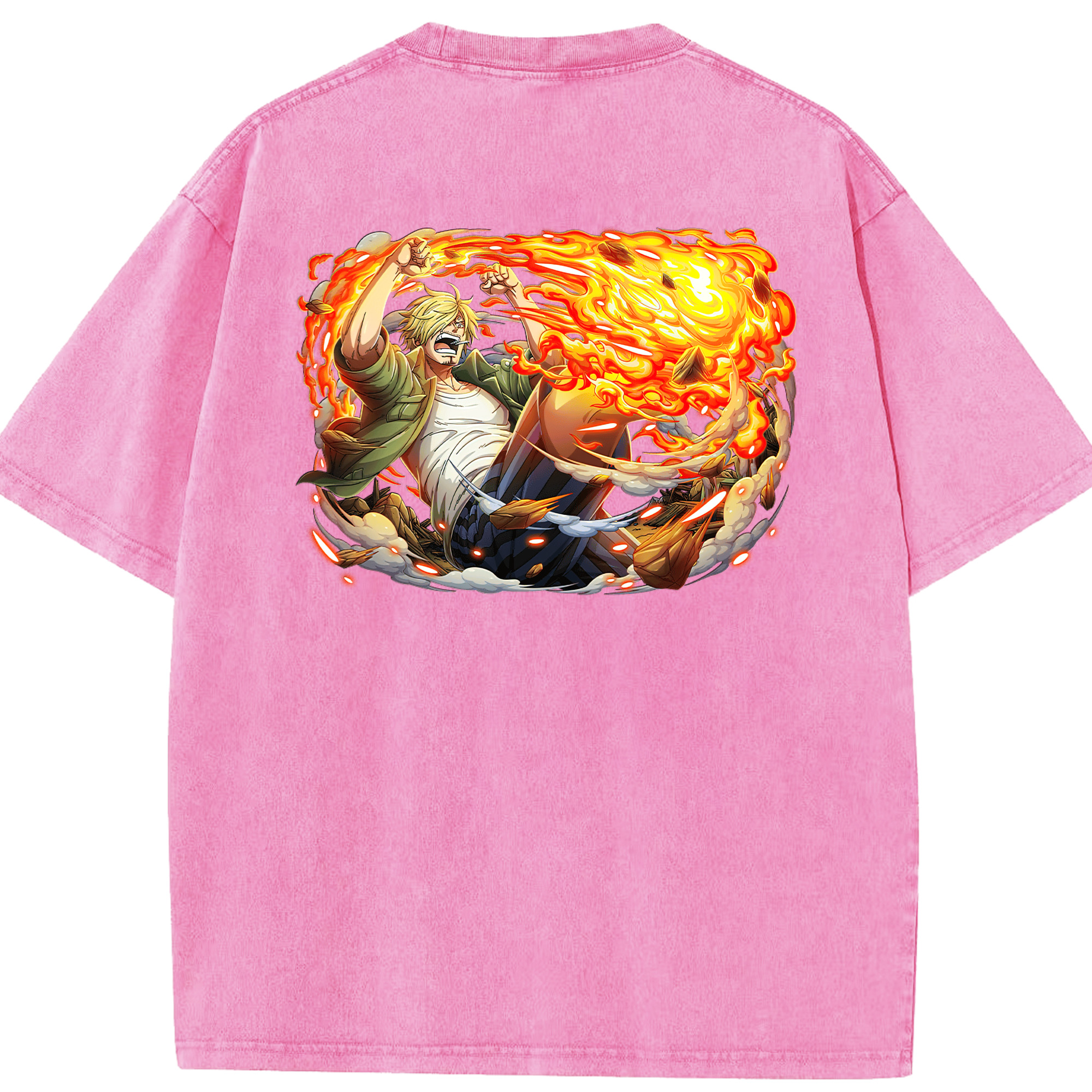 ワンピース サンジ ONE PIECE Sanji 綿100% ヴィンテージ風 半袖Tシャツ（背面プリント）